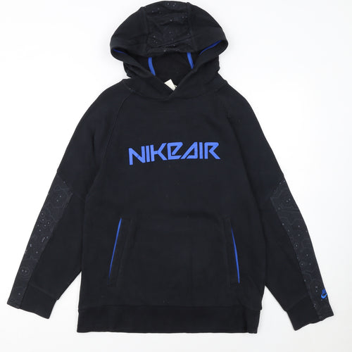 Nike Boys Black Pullover Hoodie 12-13 Years Graphic Print Sportswear