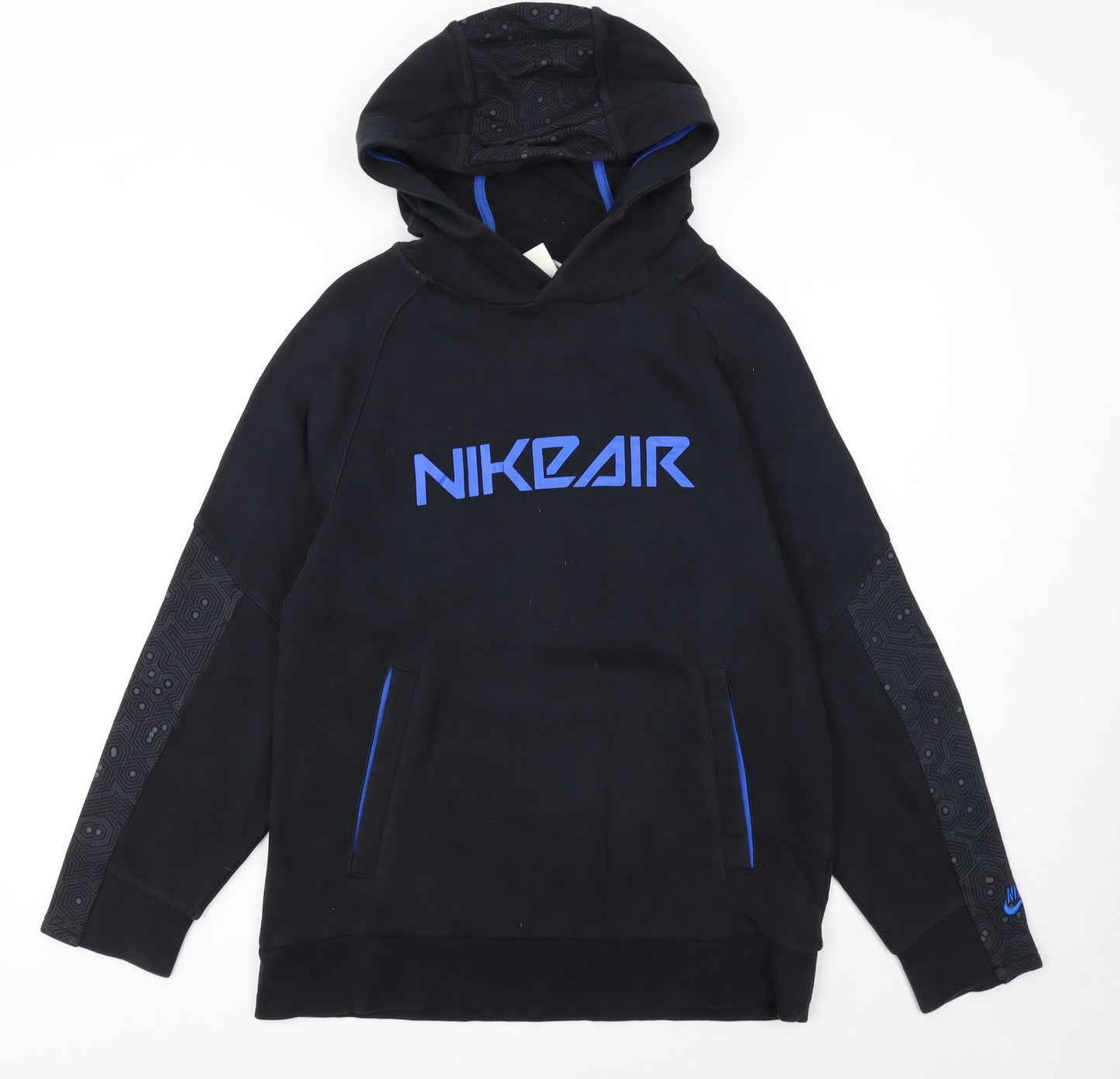 Nike Boys Black Pullover Hoodie 12-13 Years Graphic Print Sportswear