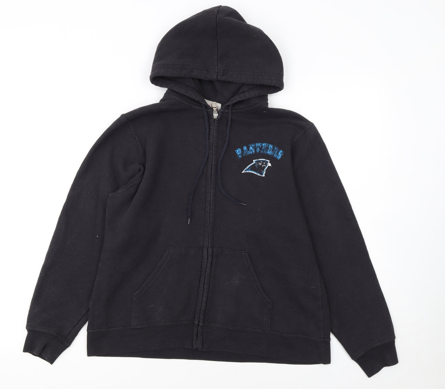 NFL For Her Panthers Black Full Zip Hoodie Women M Cotton Blend