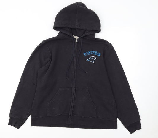 NFL For Her Panthers Black Full Zip Hoodie Women M Cotton Blend