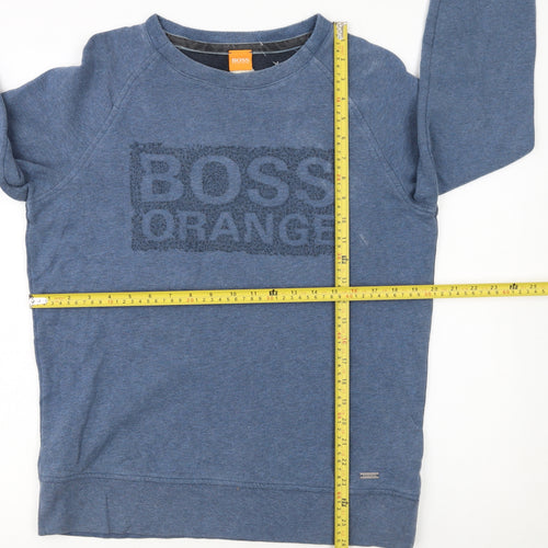 Hugo Boss Men's Blue Logo Pullover Sweatshirt Size M Crew Neck Cotton