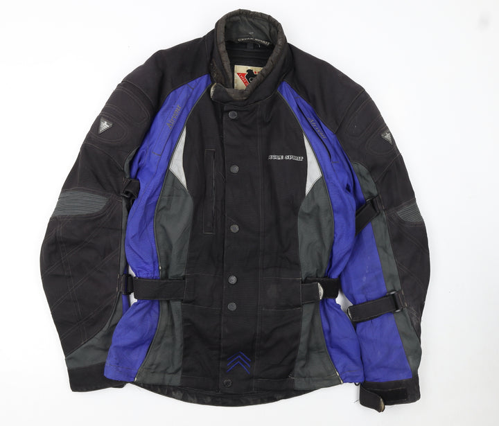 Cycle Spirit Men's Black Blue Motorcycle Jacket Size M Windproof