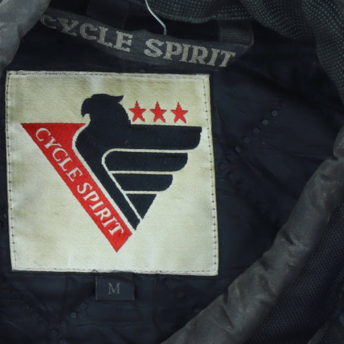 Cycle Spirit Men's Black Blue Motorcycle Jacket Size M Windproof