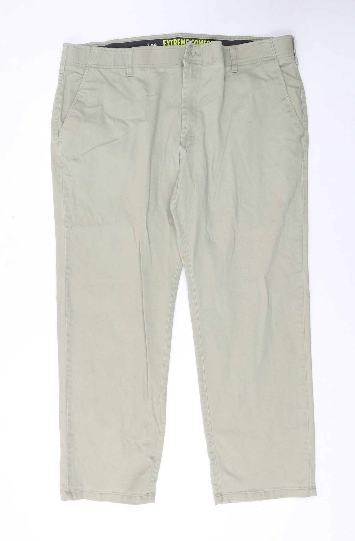 Lee Mens Beige Chino Trousers 42x30 Straight Fit Cotton Blend