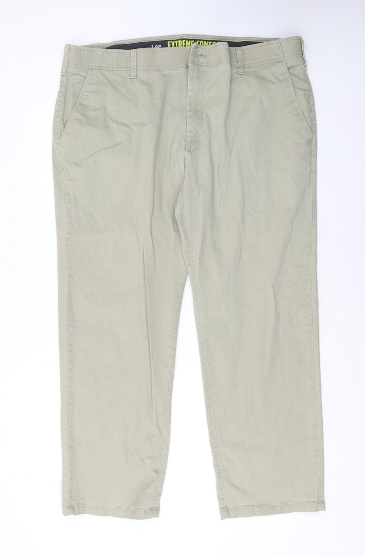 Lee Mens Beige Chino Trousers 42x30 Straight Fit Cotton Blend