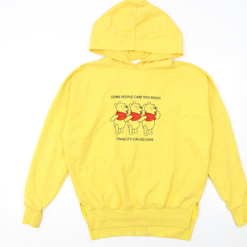Disney Women Yellow XS Winnie the Pooh Pullover Hoodie Sweatshirt