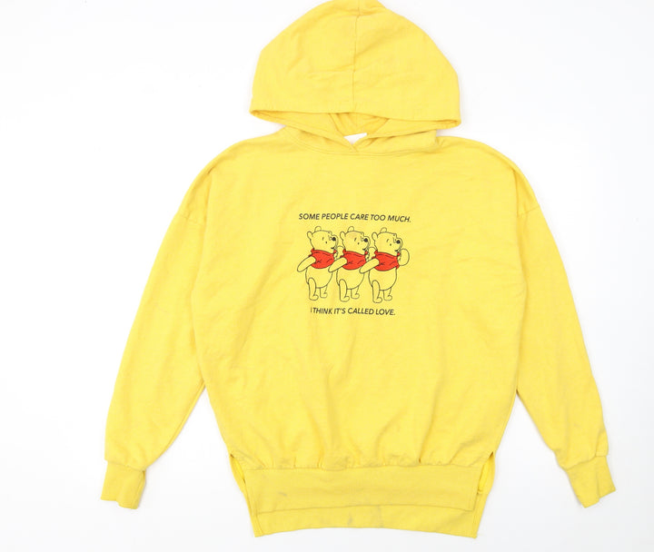 Disney Women Yellow XS Winnie the Pooh Pullover Hoodie Sweatshirt