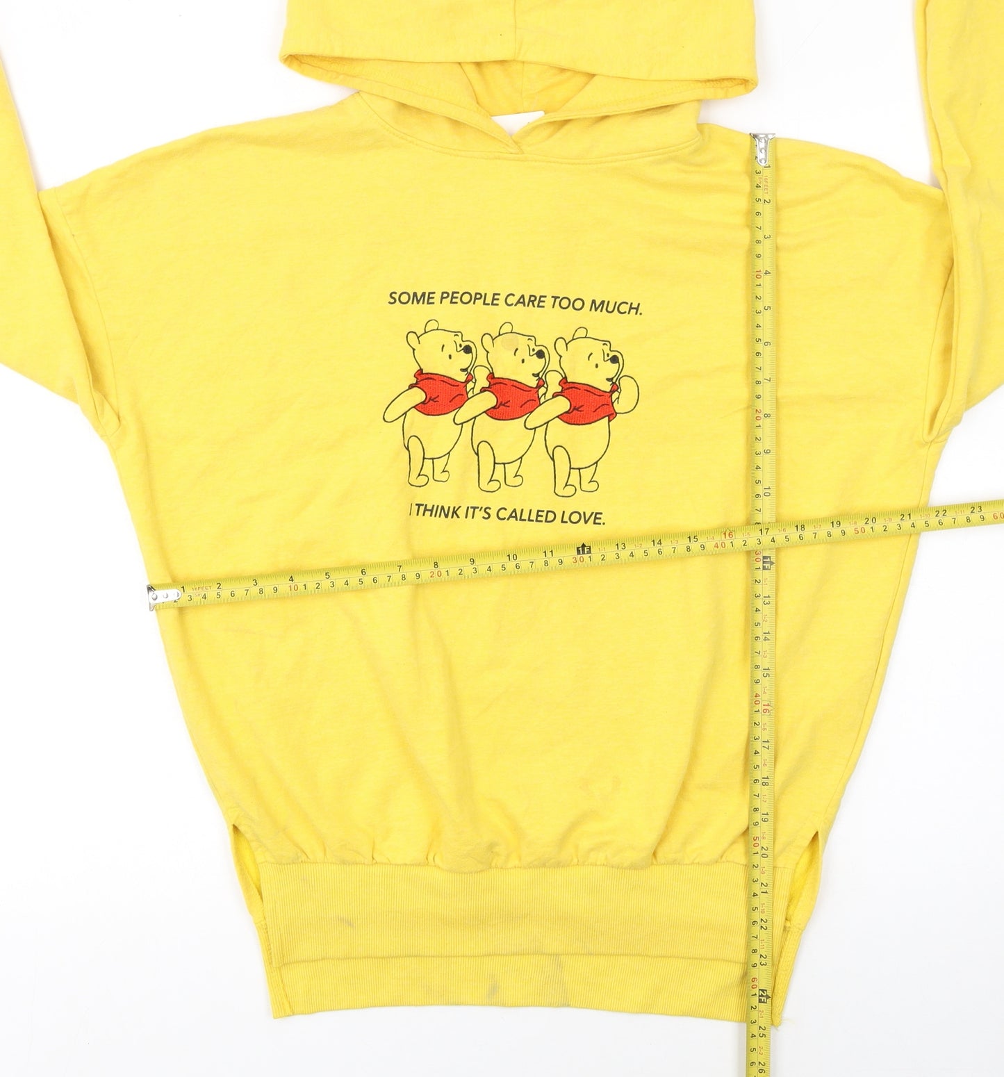 Disney Women Yellow XS Winnie the Pooh Pullover Hoodie Sweatshirt