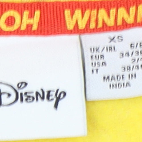 Disney Women Yellow XS Winnie the Pooh Pullover Hoodie Sweatshirt