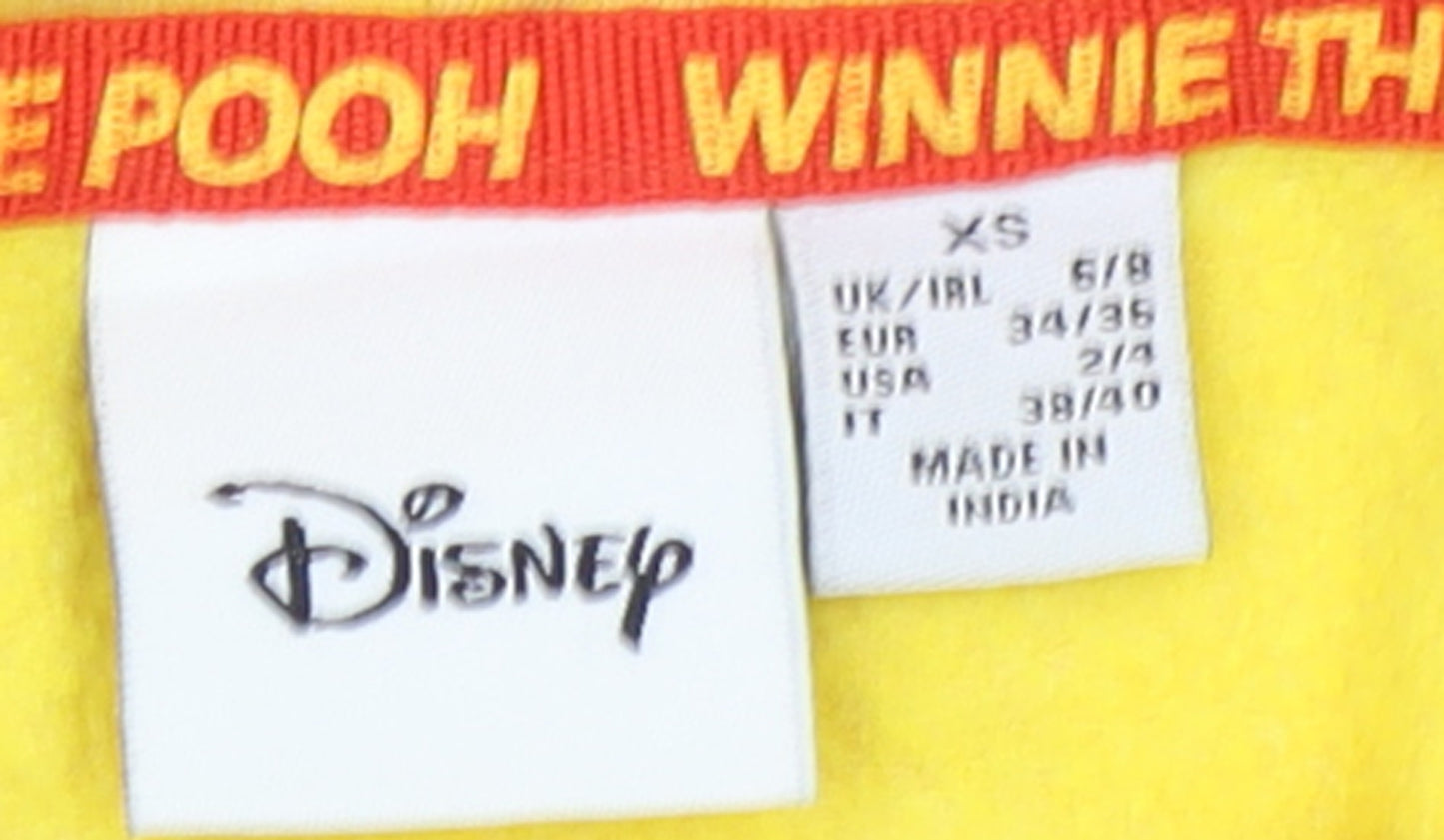 Disney Women Yellow XS Winnie the Pooh Pullover Hoodie Sweatshirt