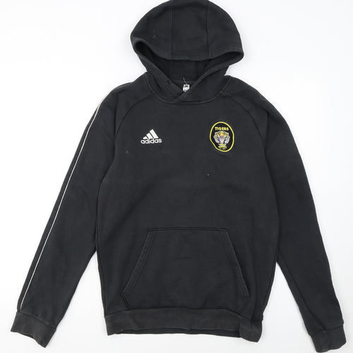 Adidas Men's Black Small Pullover Hoodie with Logo and Tiger Patch