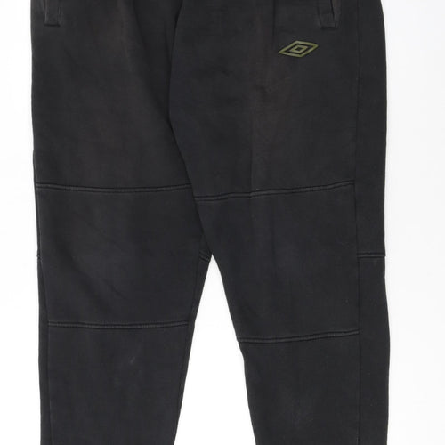 Umbro Men Black XL Jogger Trousers Fleece Lined Tapered Fit
