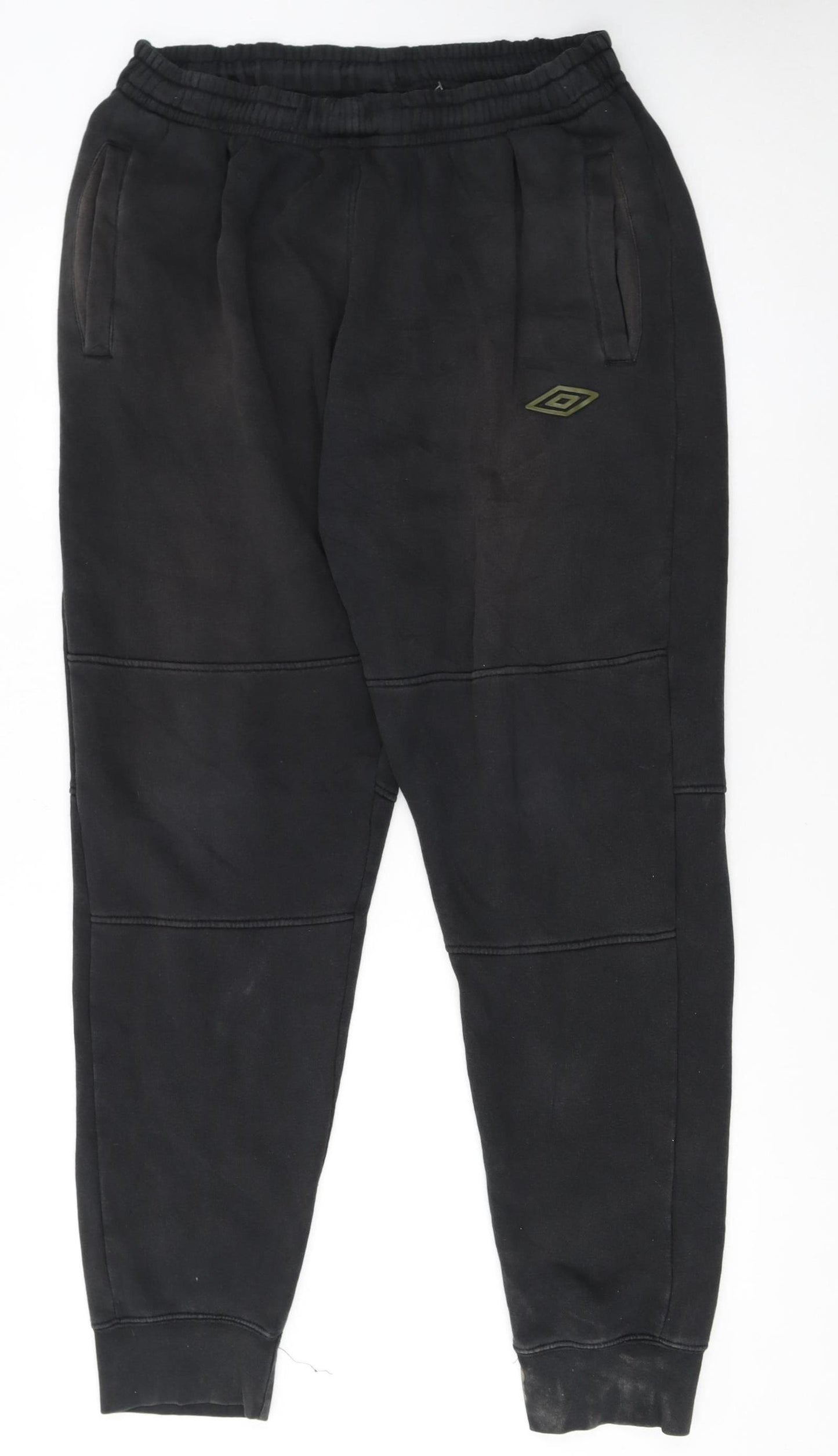 Umbro Men Black XL Jogger Trousers Fleece Lined Tapered Fit