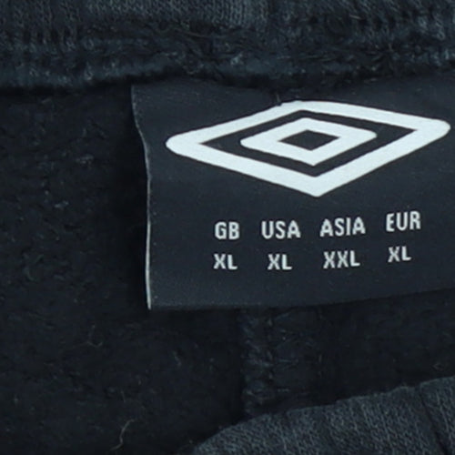 Umbro Men Black XL Jogger Trousers Fleece Lined Tapered Fit