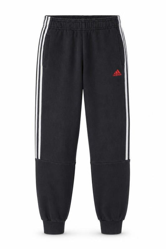 Adidas Boys Black Jogger Trousers 12 Years Fleece Side Stripe Sportswear