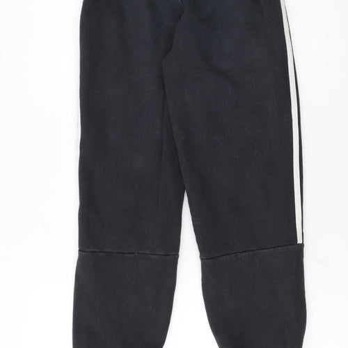 Adidas Boys Black Jogger Trousers 12 Years Fleece Side Stripe Sportswear