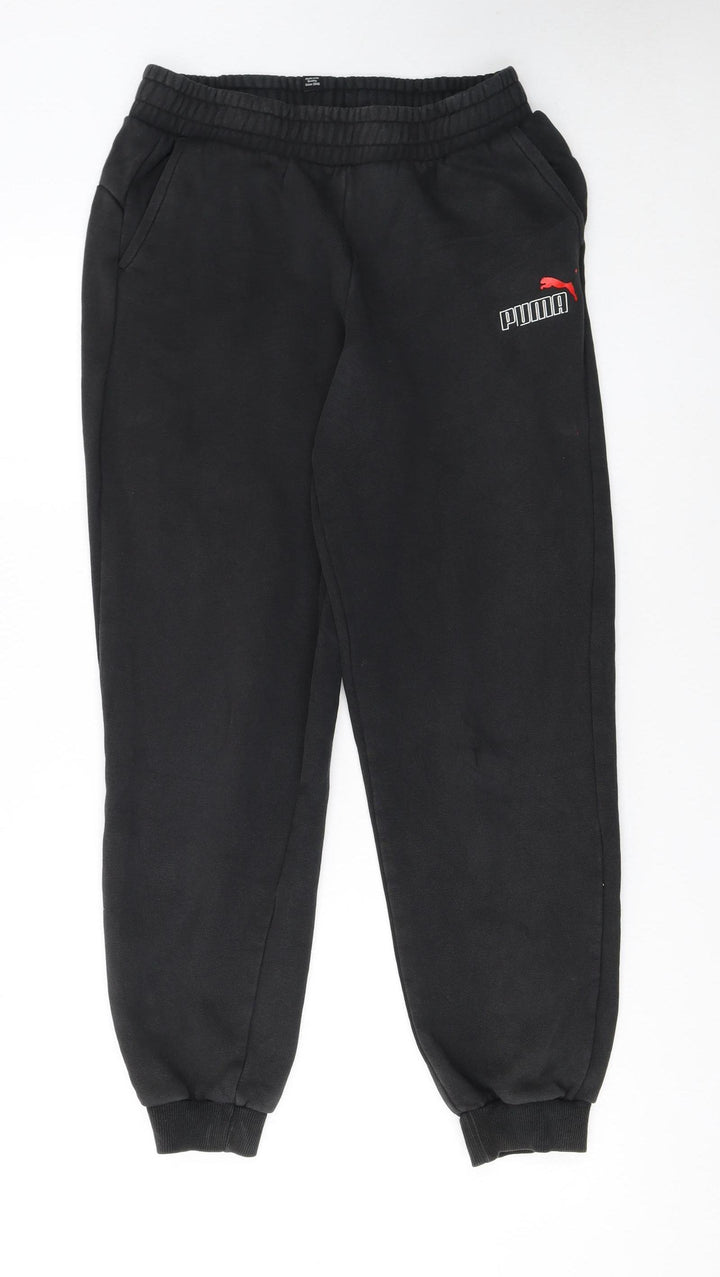 Puma Boys Black Jogger Sweatpants XL 15-16 Years Elastic Waist Logo