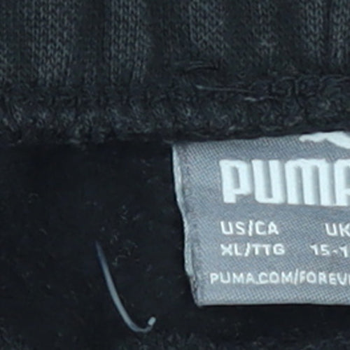 Puma Boys Black Jogger Sweatpants XL 15-16 Years Elastic Waist Logo