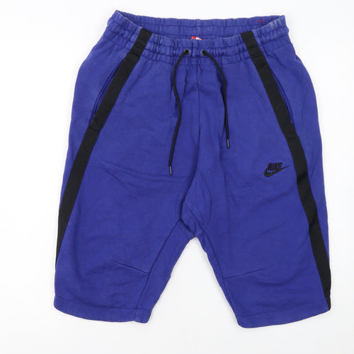 Nike Men Blue Sweat Shorts M Casual Fleece Drawstring Sportswear