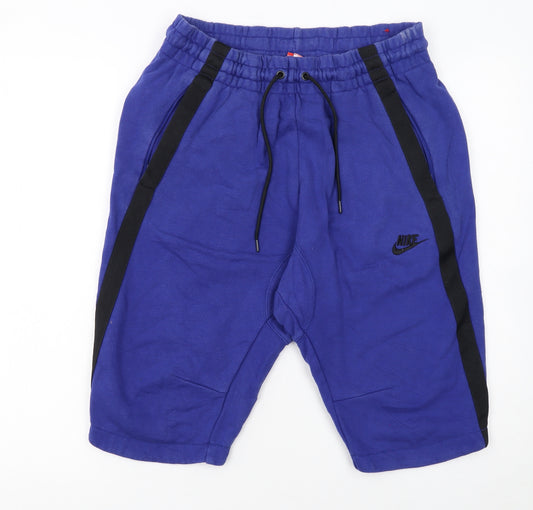 Nike Men Blue Sweat Shorts M Casual Fleece Drawstring Sportswear