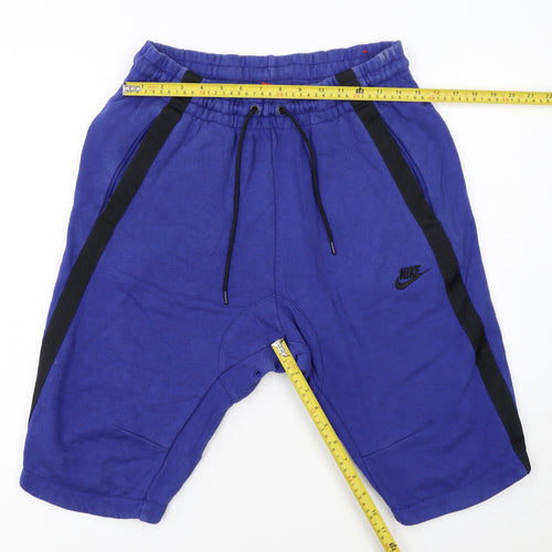 Nike Men Blue Sweat Shorts M Casual Fleece Drawstring Sportswear