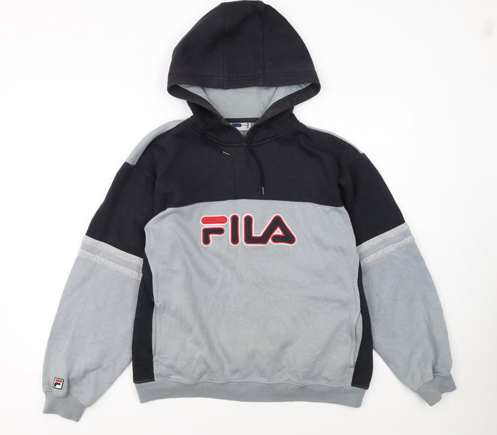 Fila Boys Black & Grey Pullover Hoodie XL (176cm) Cotton Blend Logo Sweatshirt