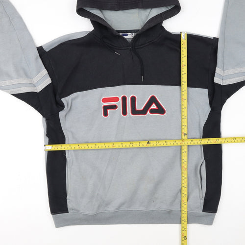 Fila Boys Black & Grey Pullover Hoodie XL (176cm) Cotton Blend Logo Sweatshirt