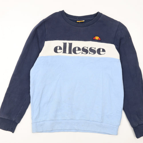Ellesse Boys Blue Colourblock Logo Sweatshirt 13-14 Years Pullover Crew Neck