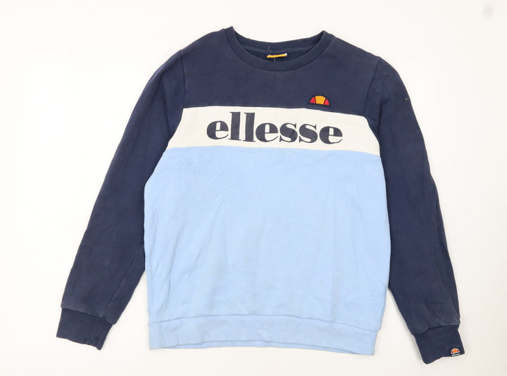Ellesse Boys Blue Colourblock Logo Sweatshirt 13-14 Years Pullover Crew Neck