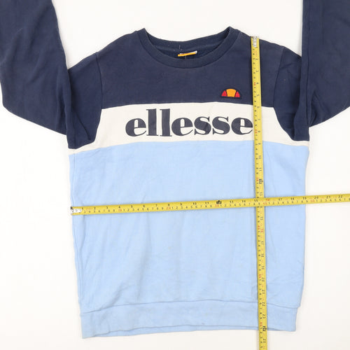Ellesse Boys Blue Colourblock Logo Sweatshirt 13-14 Years Pullover Crew Neck