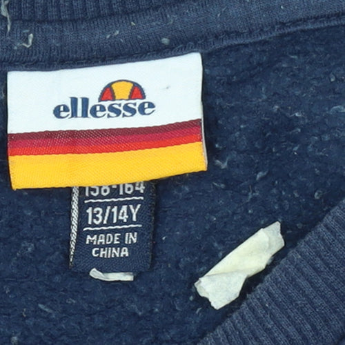 Ellesse Boys Blue Colourblock Logo Sweatshirt 13-14 Years Pullover Crew Neck