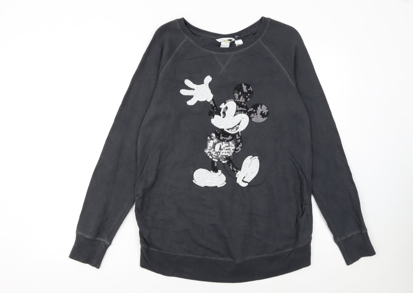 H&M Mama Disney Black Sequin Mickey Sweatshirt Women's UK 12 M