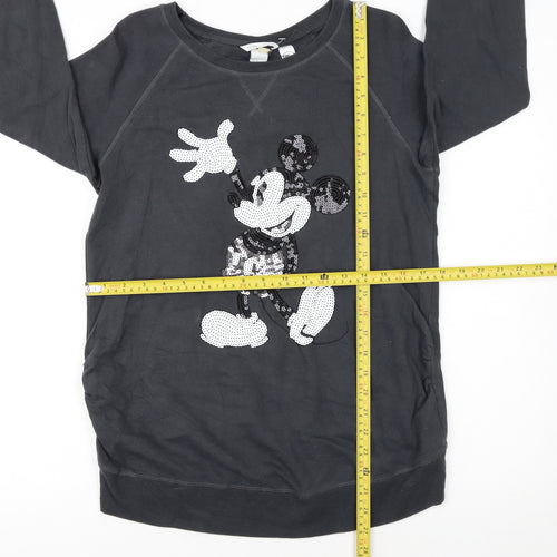 H&M Mama Disney Black Sequin Mickey Sweatshirt Women's UK 12 M