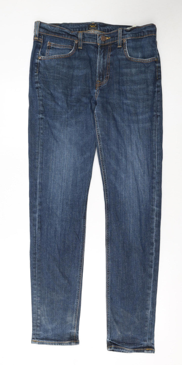 Lee Women's Blue Straight Leg Mid Rise Stretch Jeans Size 16 L34