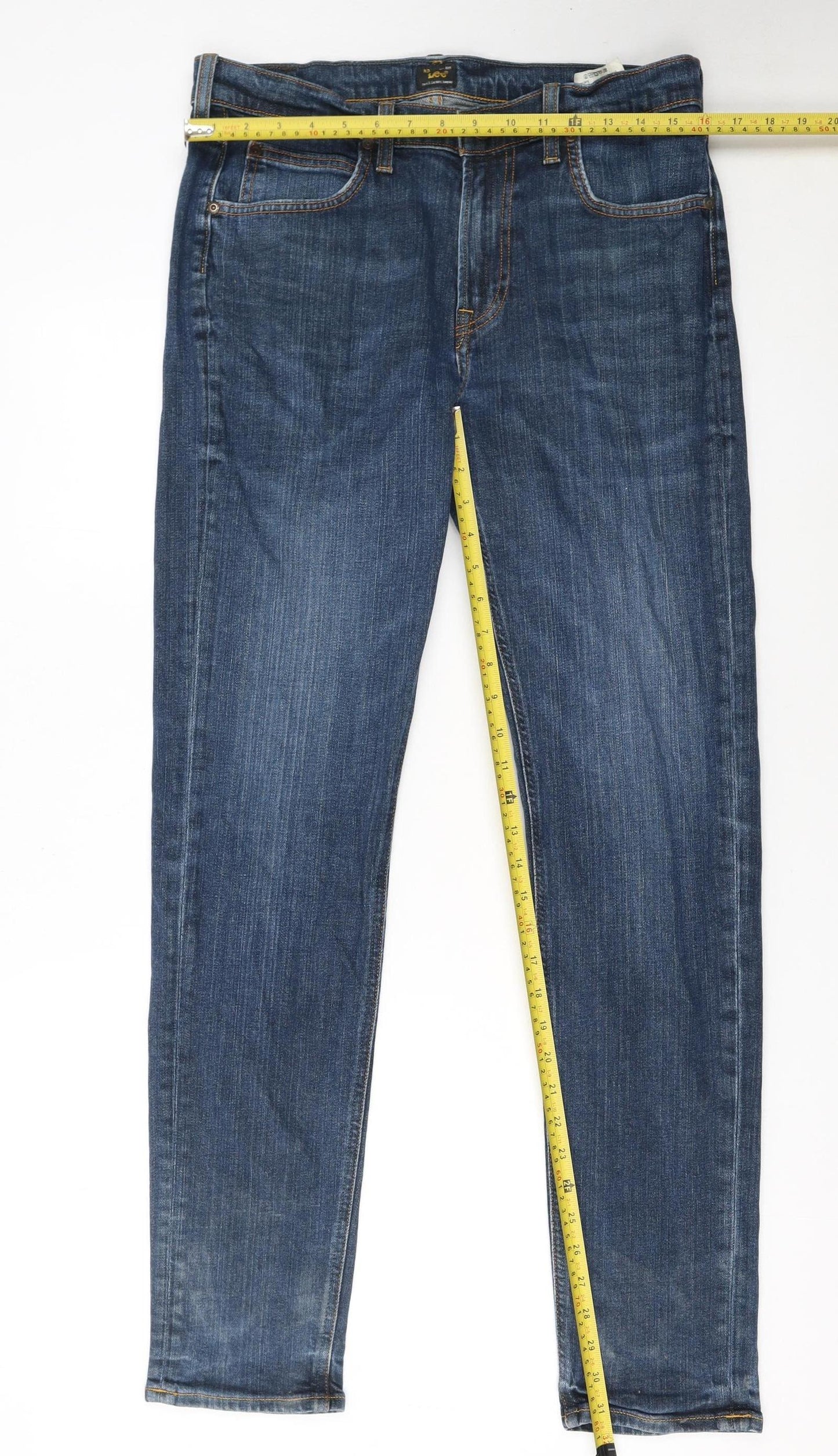 Lee Women's Blue Straight Leg Mid Rise Stretch Jeans Size 16 L34