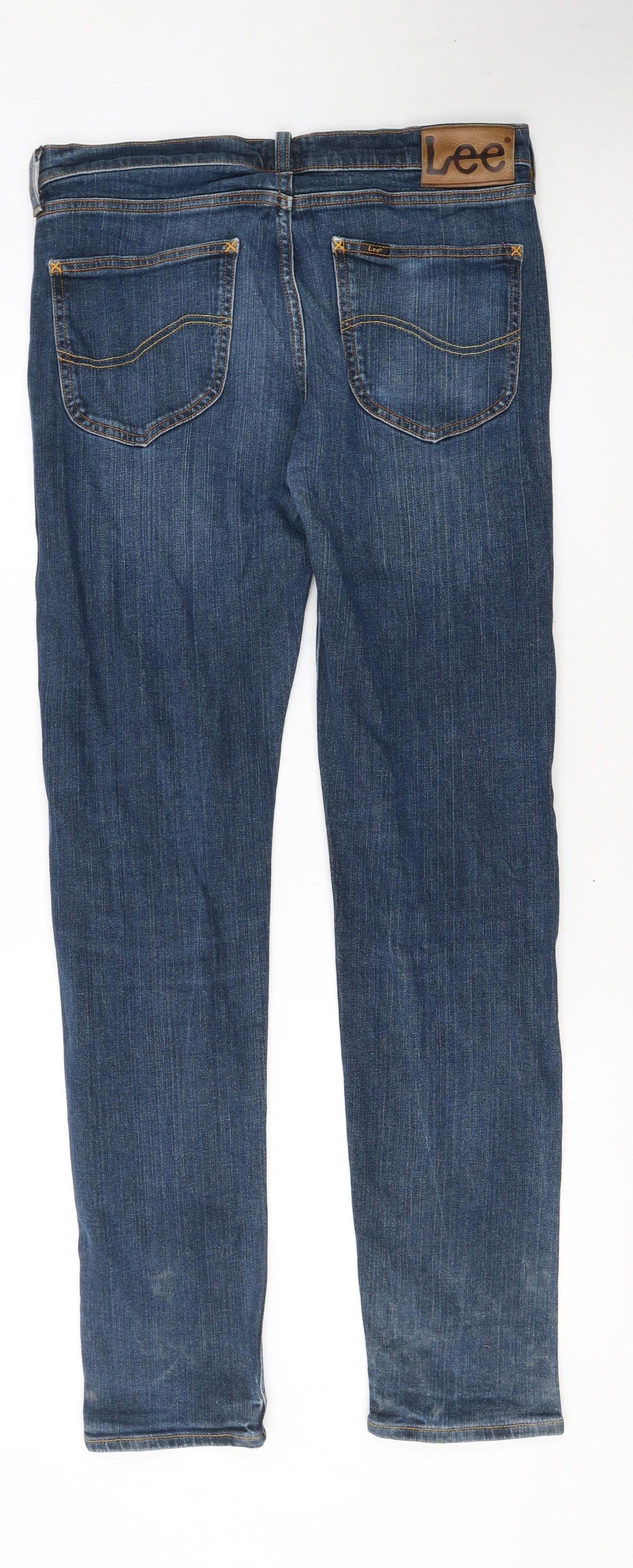 Lee Women's Blue Straight Leg Mid Rise Stretch Jeans Size 16 L34