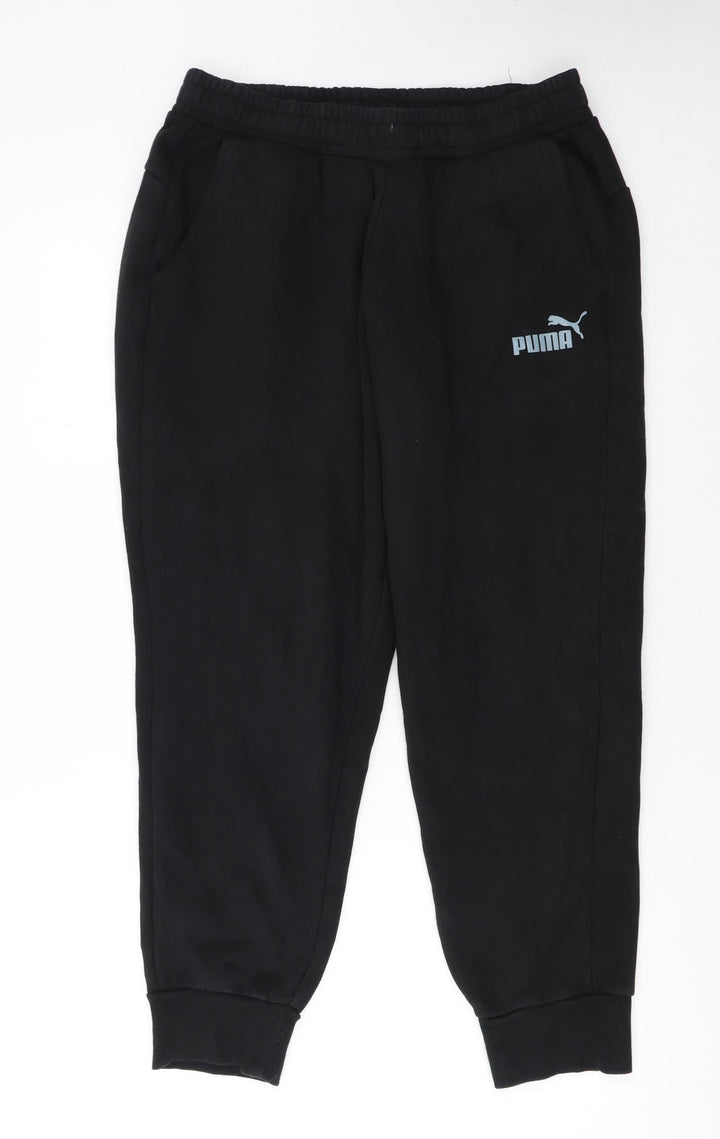 Puma Womens Black Cotton Blend Jogger Sweatpants L