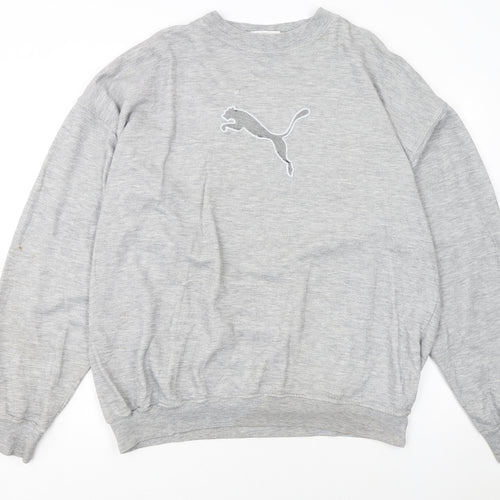 Puma Womens Grey Crew Neck Pullover Sweatshirt Size L Cotton Blend