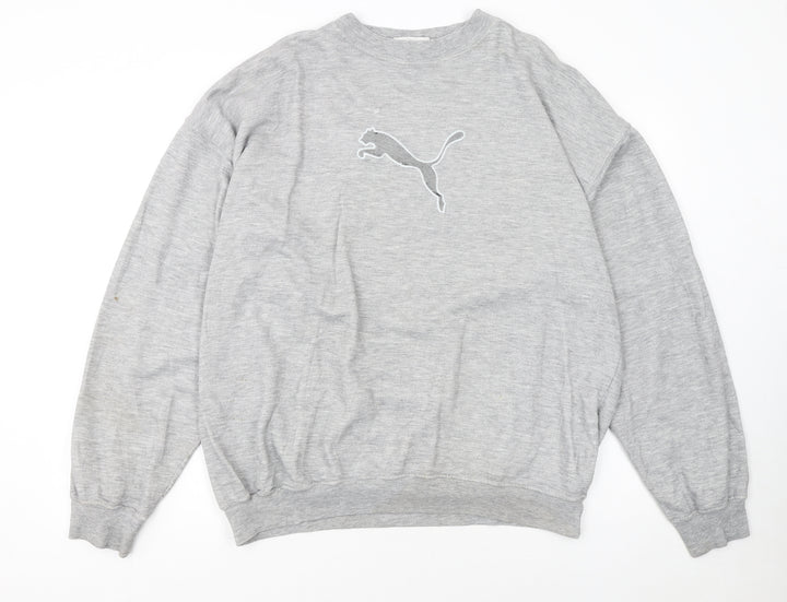 Puma Womens Grey Crew Neck Pullover Sweatshirt Size L Cotton Blend