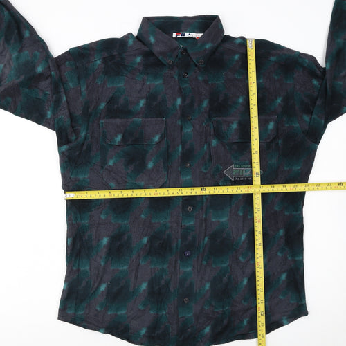 Fila Men's Green Flannel Camouflage Button-Up Shirt Size M