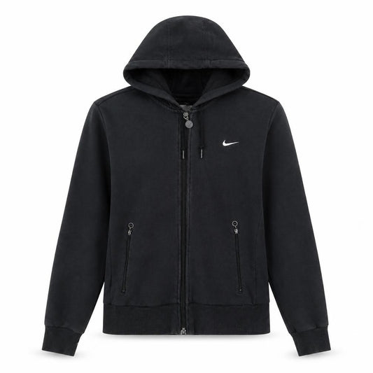 Front view of Nike Women’s Black Full Zip Hoodie, size M, 10/12 Hooded Sweatshirt