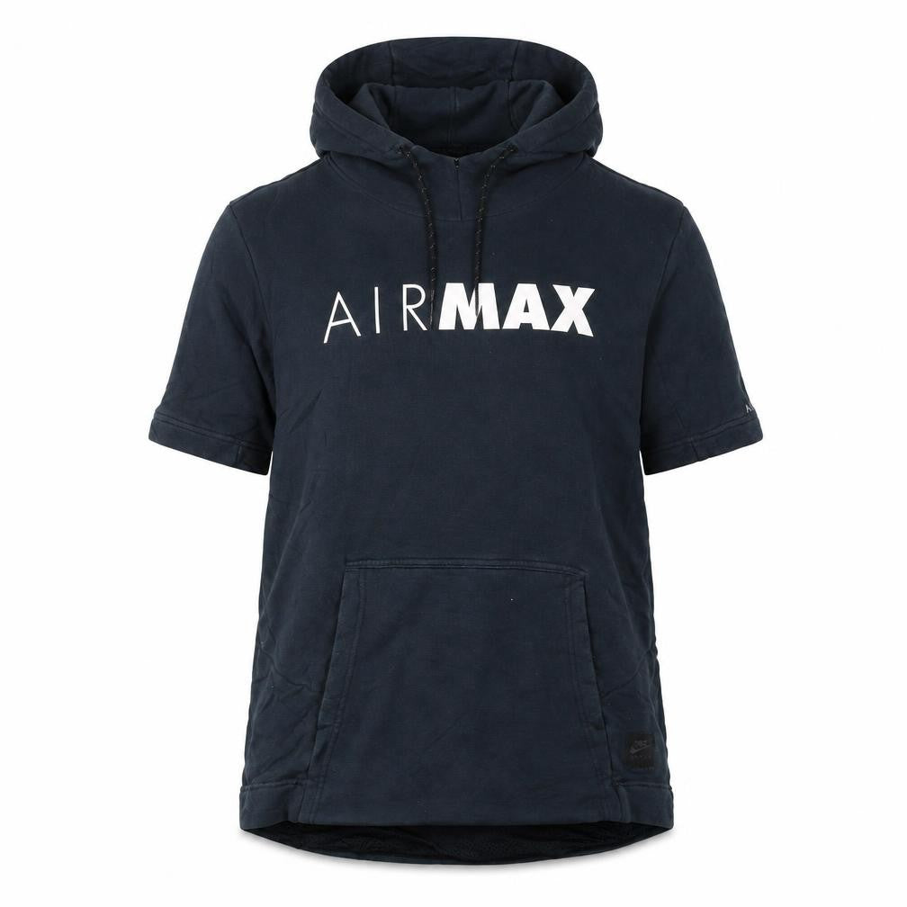 Front view of Nike Air Max Women’s Black Short Sleeve Pullover Hoodie, size L