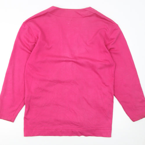 FILA Women's Pink Cotton V-Neck Button Cardigan Size L