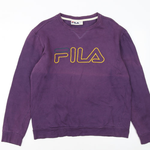 Fila Women's Purple Crew Neck Logo Sweatshirt Size S Relaxed Fit