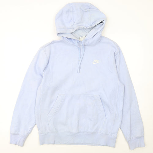 Nike Men's Blue Pullover Hoodie Small Fleece Cotton Logo Sweatshirt
