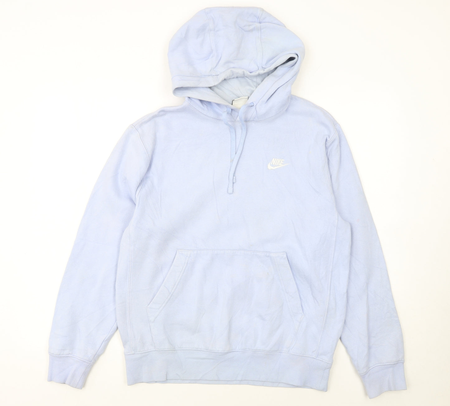 Nike Men's Blue Pullover Hoodie Small Fleece Cotton Logo Sweatshirt