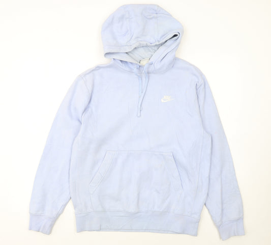 Nike Men's Blue Pullover Hoodie Small Fleece Cotton Logo Sweatshirt