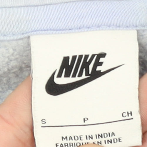 Nike Men's Blue Pullover Hoodie Small Fleece Cotton Logo Sweatshirt