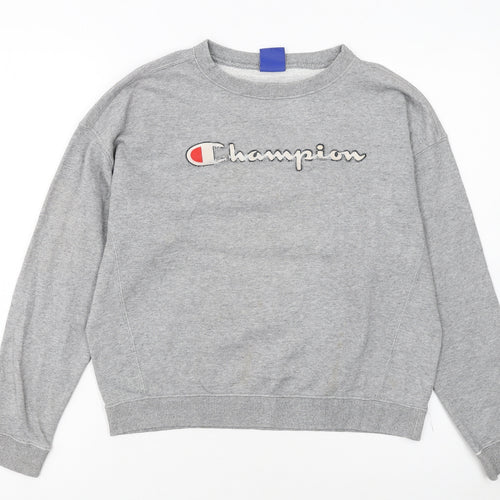 Champion Girls Grey Large 11-12 Years Pullover Crew Neck Sweatshirt