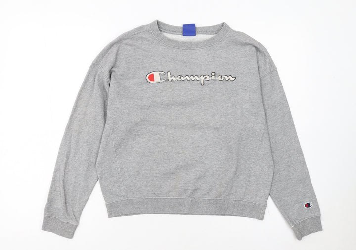 Champion Girls Grey Large 11-12 Years Pullover Crew Neck Sweatshirt